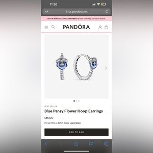 Blue Pansy Pandora earrings